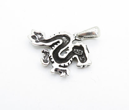 925 Sterling Silver  Vintage Petite Oxidized Dragon Motif Pendant  PT5636