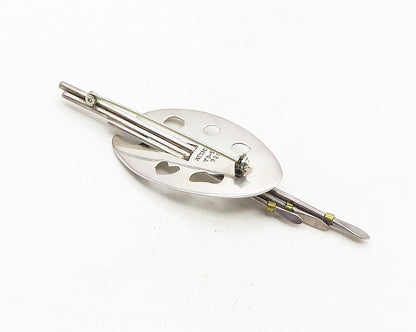 MEXICO 925 Sterling Silver  Vintage Painter's Palette Art Brooch Pin  BP4110