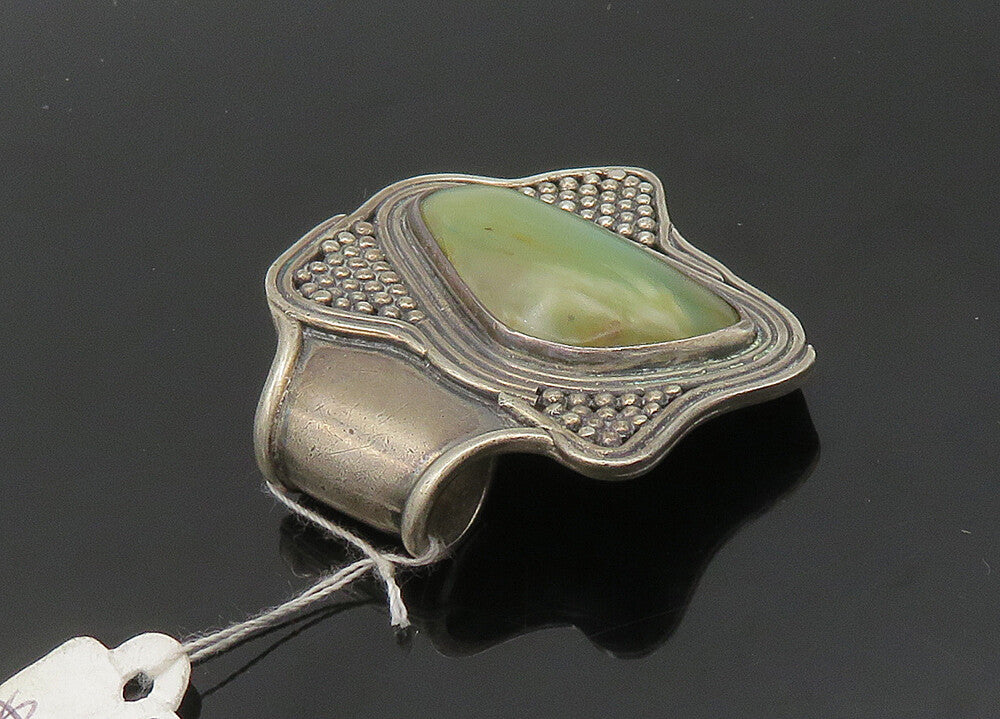DESIGNER 925 Silver  Vintage Cabochon Agate Modernist Slide Pendant  PT16497