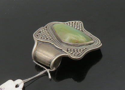 DESIGNER 925 Silver  Vintage Cabochon Agate Modernist Slide Pendant  PT16497