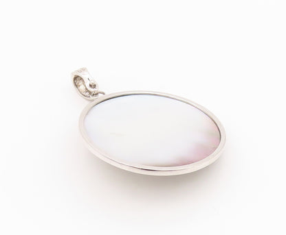 925 Sterling Silver Vintage Pendant Turquoise Carved Abalone Disk  PT24321