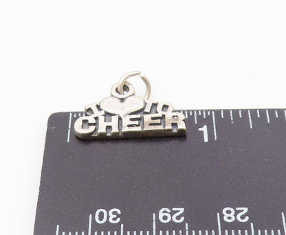 925 Sterling Silver  Vintage I Love To Cheer Oxidized Drop Pendant  PT6236