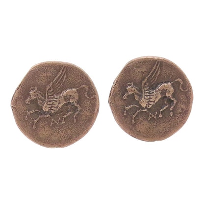 925 Sterling Silver  Vintage Rustic Flying Horse Round Cufflinks  TR2764