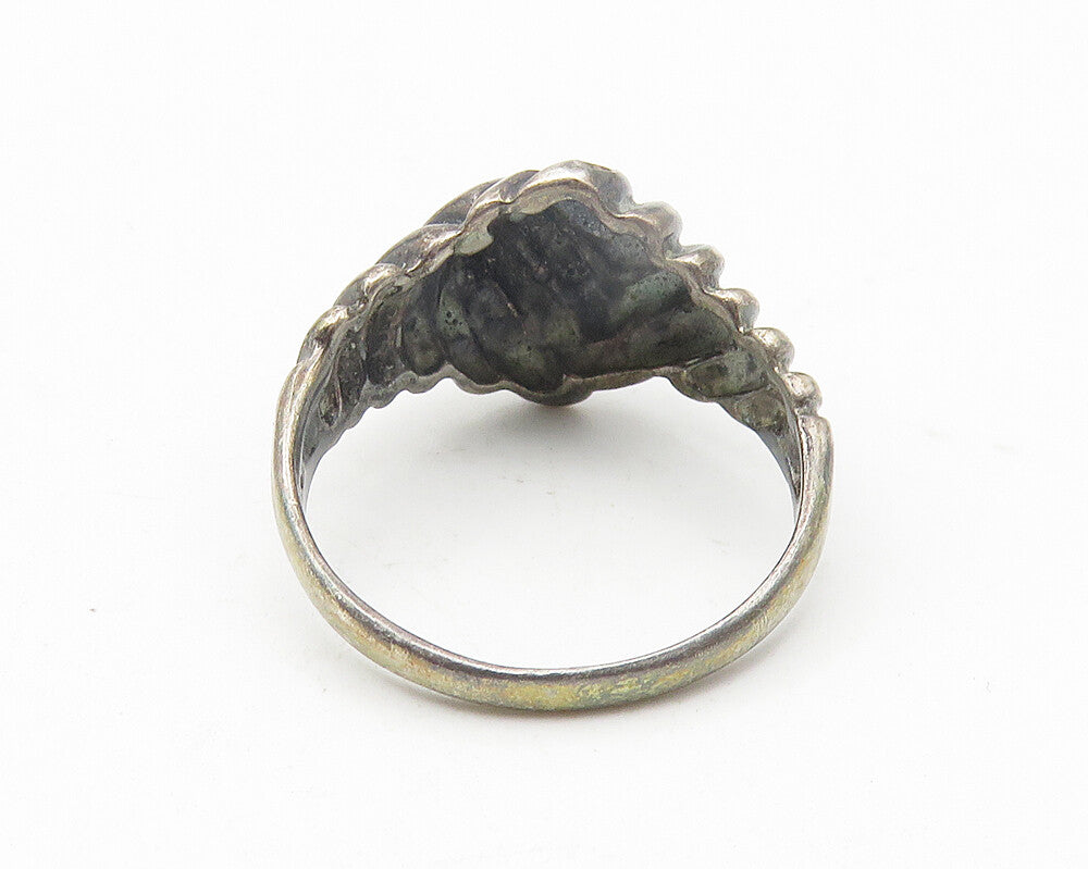 925 Sterling Silver  Vintage Oxidized Chiseled Dome Band Ring Sz 7  RG10917