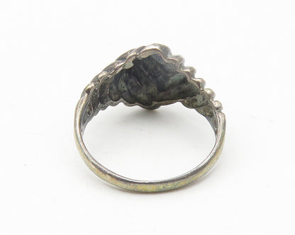 925 Sterling Silver  Vintage Oxidized Chiseled Dome Band Ring Sz 7  RG10917