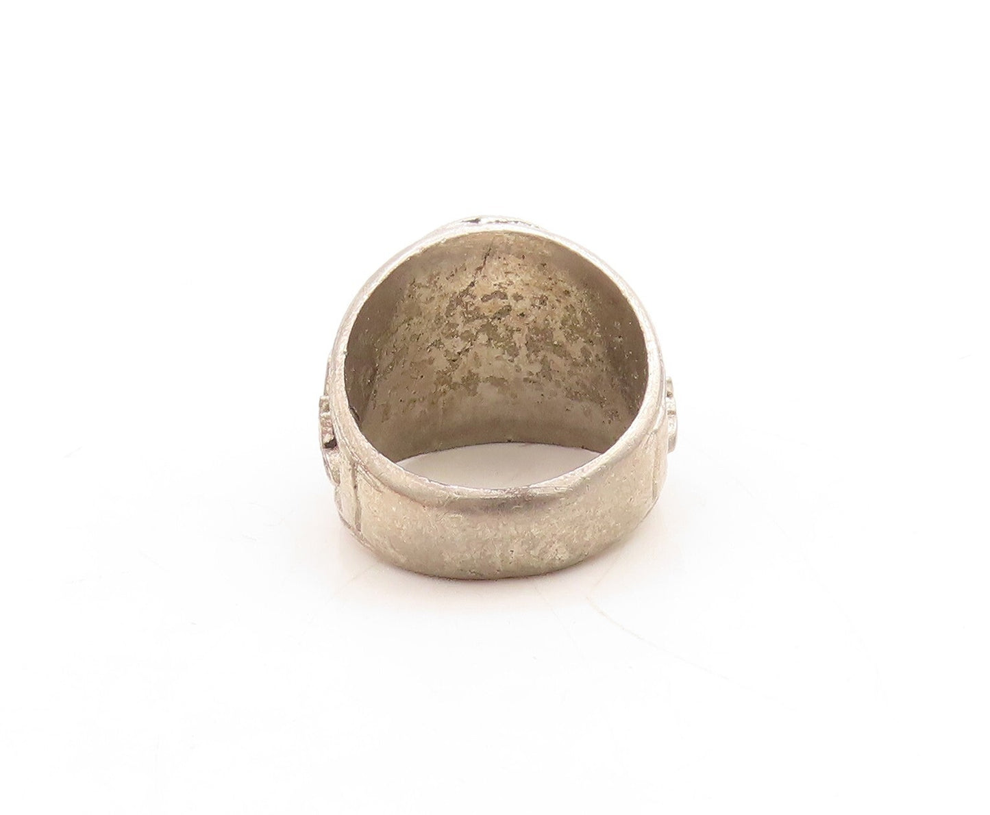 925 Sterling Silver Vintage Ring Dark Tone Allah Etched In Urdu  Sz 7.5  RG31549
