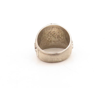 925 Sterling Silver Vintage Ring Dark Tone Allah Etched In Urdu  Sz 7.5  RG31549