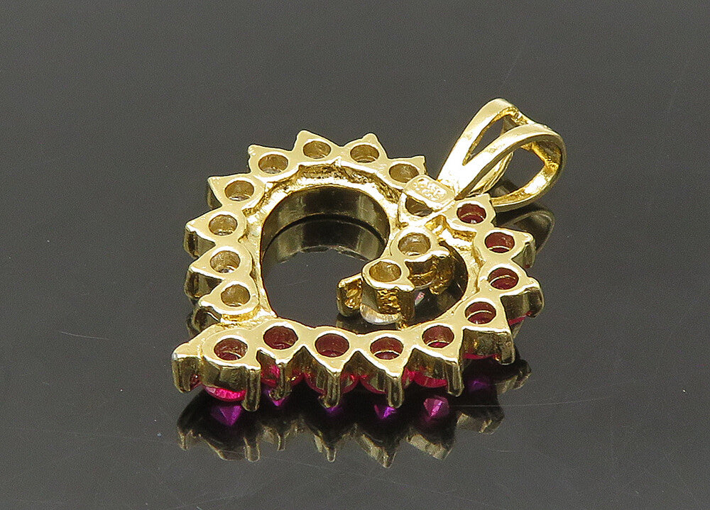 925 Silver  Vintage Cubic Zirconia & Pink Topaz Love Heart Pendant  PT18068