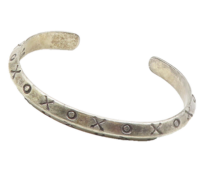 MEXICO 925 Sterling Silver  Vintage XO Hugs & Kisses Cuff Bracelet  BT6927