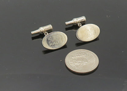 925 Sterling Silver  Vintage Shiny SAB Miller Stamped Oval Cufflinks  TR2871