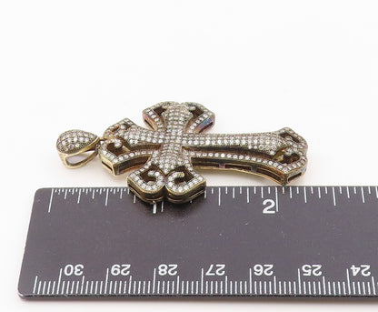 925 Sterling Silver  Vintage Cubic Zirconia Religious Cross Pendant  PT18477