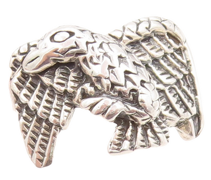 925 Sterling Silver Vintage Ring Dark Tone Carved Flying Eagle  Sz 13  RG31599