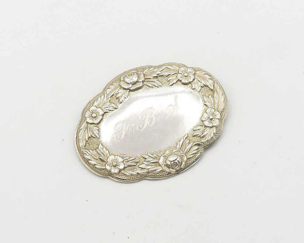S. KIRK & SON 925 Silver  Vintage F.B.S. Initials Floral Brooch Pin  BP7285