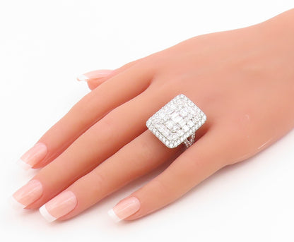 925 Sterling Silver Vintage Ring Sparkling CZ Geometric Band  Sz 7.5  RG35632