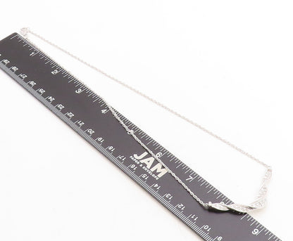 925 Sterling Silver  Genuine Diamonds Shiny Twist Chain Necklace  NE1938