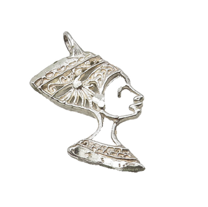 925 Sterling Silver  Vintage Shiny Egyptian Queen Nefertiti Pendant  PT13728