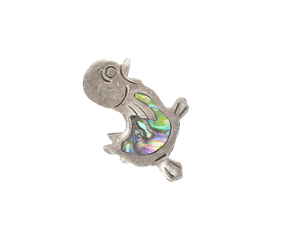 MEXICO 925 Sterling Silver  Vintage Inlaid Abalone Baby Bird Brooch Pin BP7236