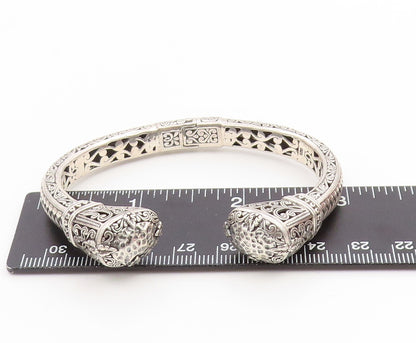 925 Sterling Silver Vintage Bracelet Intricate Floral Scrollwork Cuff  BT11805