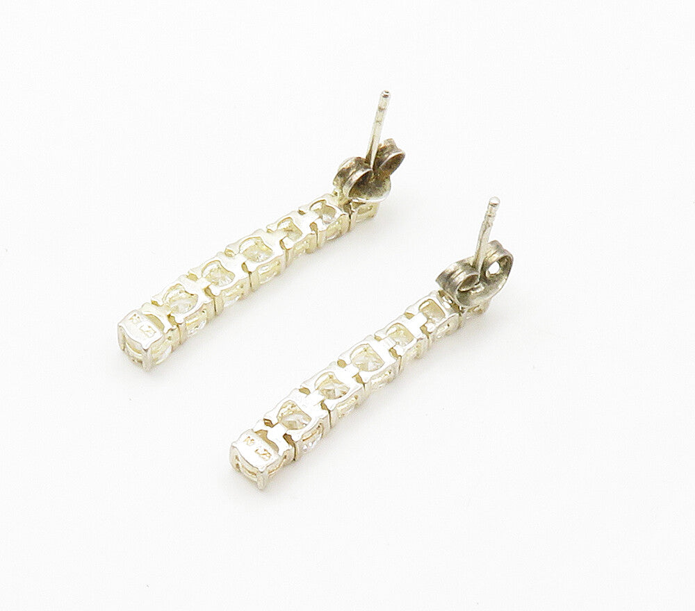 925 Sterling Silver  Prong Set Cubic Zirconia Vertical Drop Earrings  EG7767