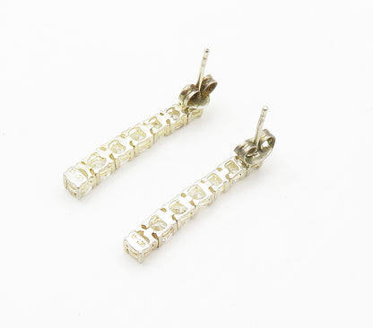925 Sterling Silver  Prong Set Cubic Zirconia Vertical Drop Earrings  EG7767