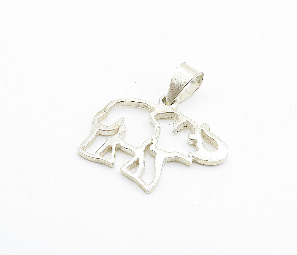 925 Sterling Silver  Petite Shiny Open Elephant Outline Drop Pendant  PT5706