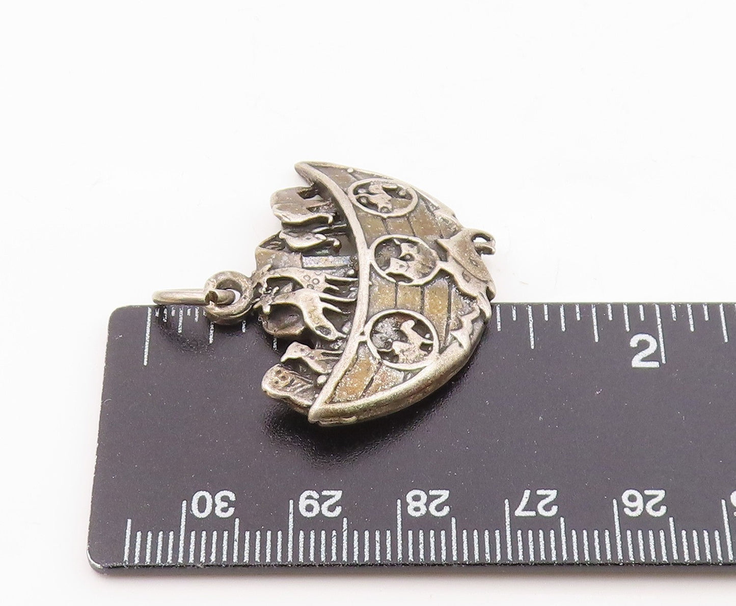 925 Sterling Silver  Vintage Noah's Arc Biblical Motif Drop Pendant  PT15672