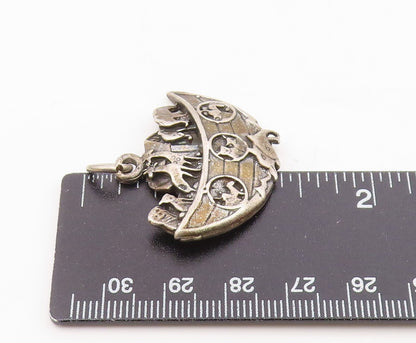 925 Sterling Silver  Vintage Noah's Arc Biblical Motif Drop Pendant  PT15672