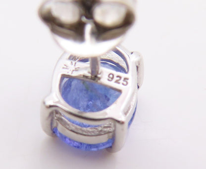 925 Sterling Silver Vintage Earrings Minimalist Oval Cut Tanzanite Studs EG13824