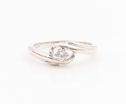 925 Sterling Silver Vintage Ring Elegant CZ Twisted Bypass Band  Sz 6.5  RG35865