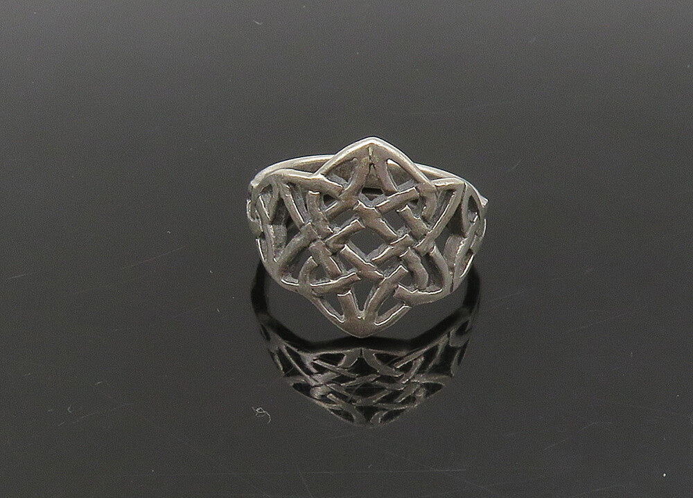 PETER STONE 925 Silver   Vintage Shiny Celtic Knot Band Ring Sz 6  RG23181