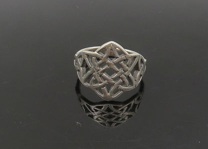 PETER STONE 925 Silver   Vintage Shiny Celtic Knot Band Ring Sz 6  RG23181