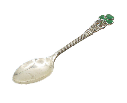 IRELAND 925 Sterling Silver  Vintage Enamel Clover Espresso Spoon   TR2878