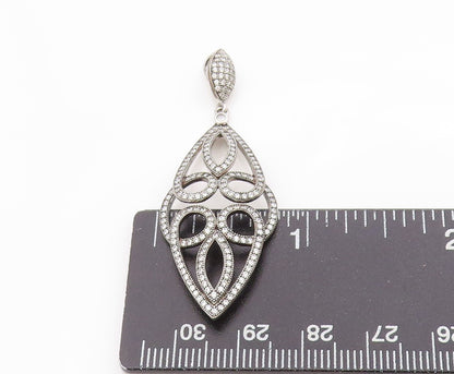 925 Sterling Silver Vintage Pendant Glamorous CZ Chandelier Cut Out  PT24966