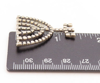 925 Sterling Silver Vintage Pendant Dark Tone Carved Jewish Menora  PT23872