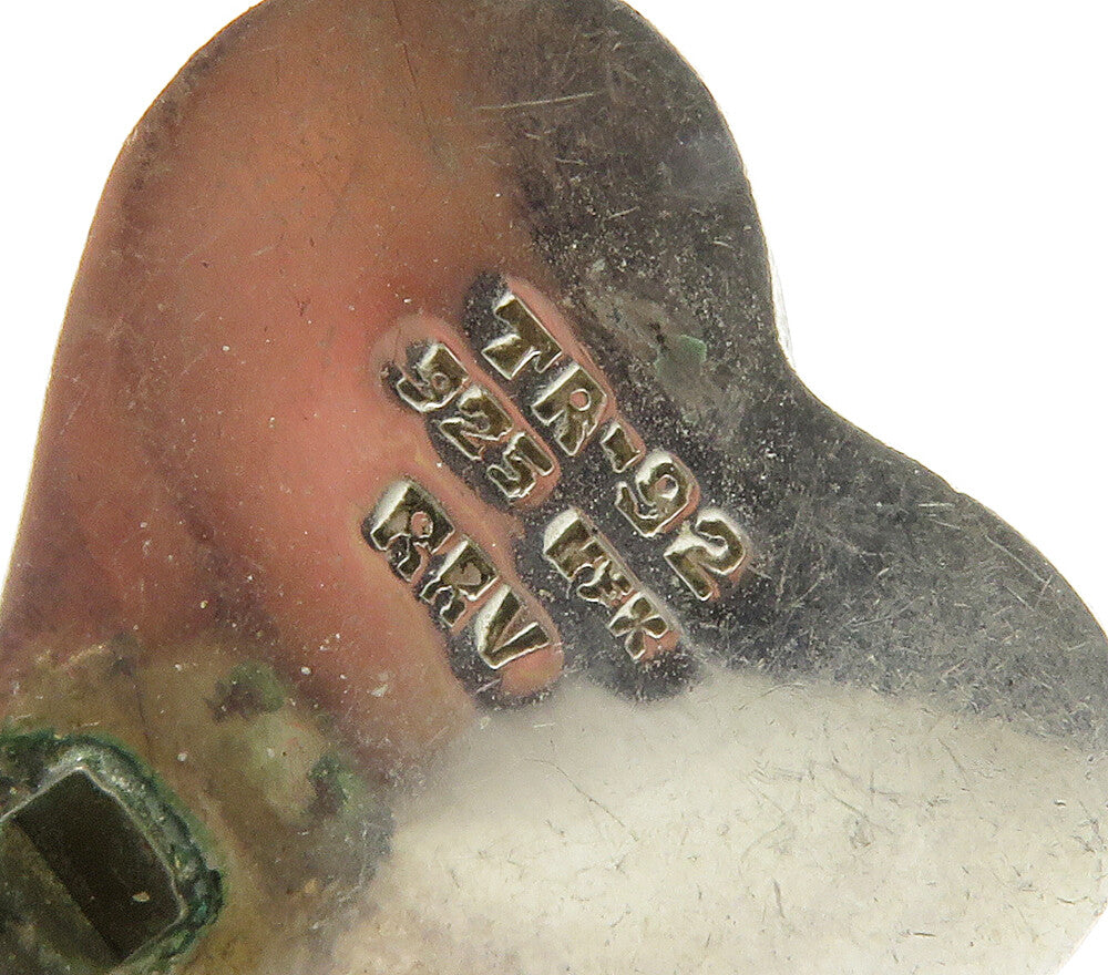 MEXICO 925 Silver  Vintage Smooth Shiny Love Heart Non Pierce Earrings  EG7781