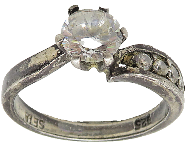 SETA 925 Sterling Silver  Vintage Prong Set Topaz Solitaire Ring Sz 7  RG10492