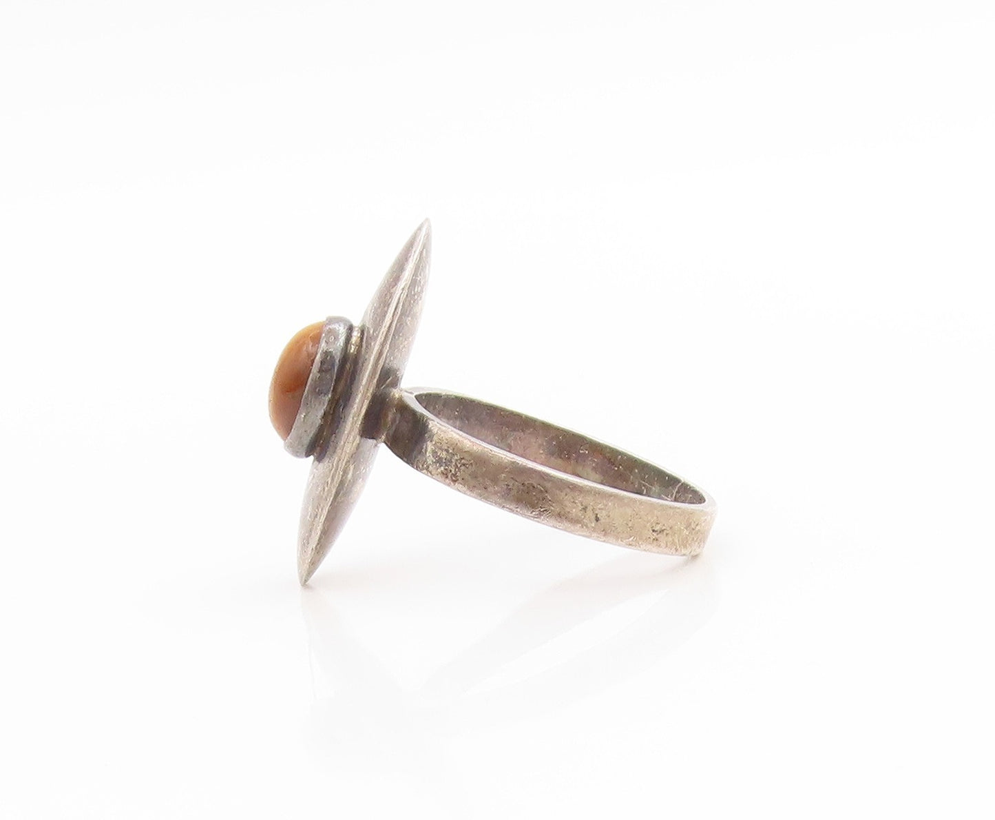 925 Sterling Silver Vintage Ring ISRAEL Tiger's Eye Statement Band Sz 8 RG34694