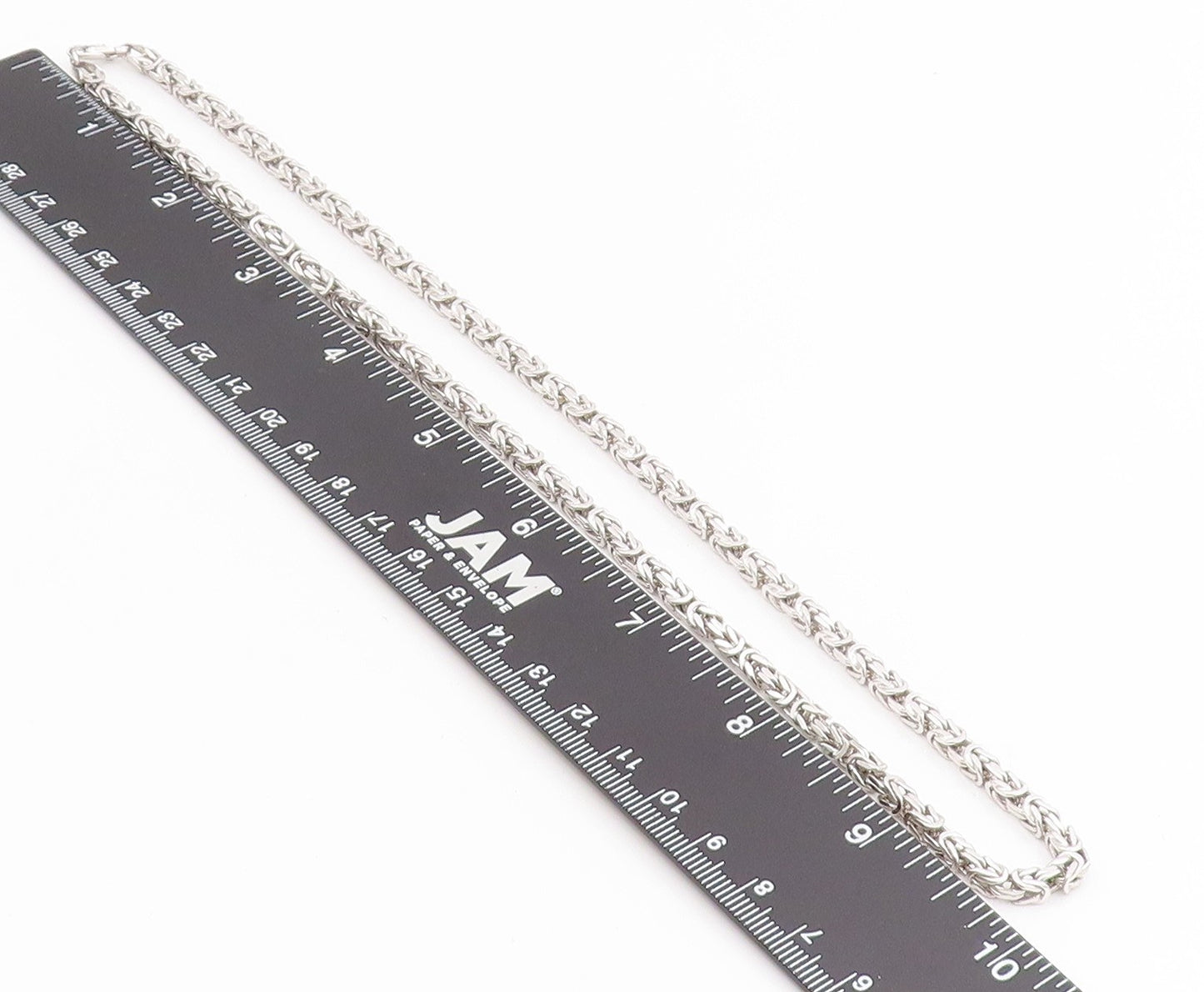 925 Sterling Silver Vintage Necklace Intricate Woven Byzantine Link Chain NE4723