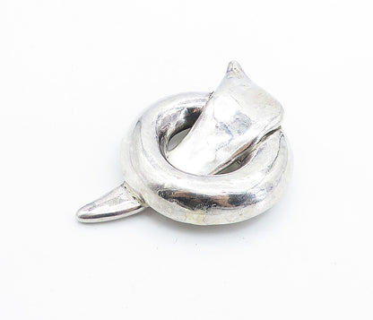 ISRAEL 925 Sterling Silver  Vintage Shiny Sculpted Modernist Brooch Pin BP2653