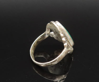 POST BELL 925 Silver  Vintage Dotted & Rope Border Malachite Ring Sz 6 RG25958