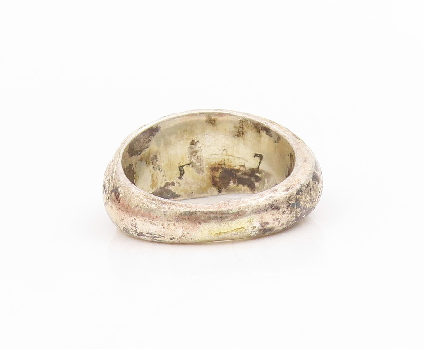 925 Sterling Silver Vintage Ring Modernist Enameled Dome Band  Sz 6.5  RG34356