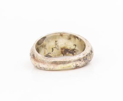 925 Sterling Silver Vintage Ring Modernist Enameled Dome Band  Sz 6.5  RG34356