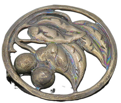 925 Sterling Silver  Vintage Antique Dark Tone Floral Leaf Brooch Pin  BP8375
