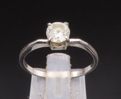 925 Sterling Silver  Vintage Solitaire Cubic Zirconia Ring Sz 8  RG25075