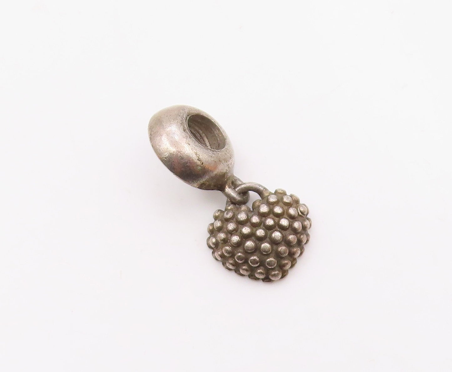 925 Sterling Silver  Vintage Beaded Heart For Mother Charm Pendant  PT21572