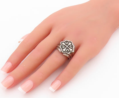 925 Sterling Silver Vintage Ring Dark Tone Large Heavy Cross  SZ 8.5  RG32253