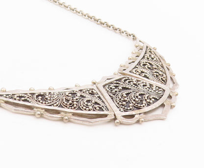 925 Sterling Silver Vintage Necklace LOIS HILL Intricate Scrollwork Chain NE4750