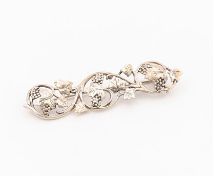 925 Sterling Silver Vintage Brooch Pin MFA Classic Grapevine & Leaf Bar  BP12563