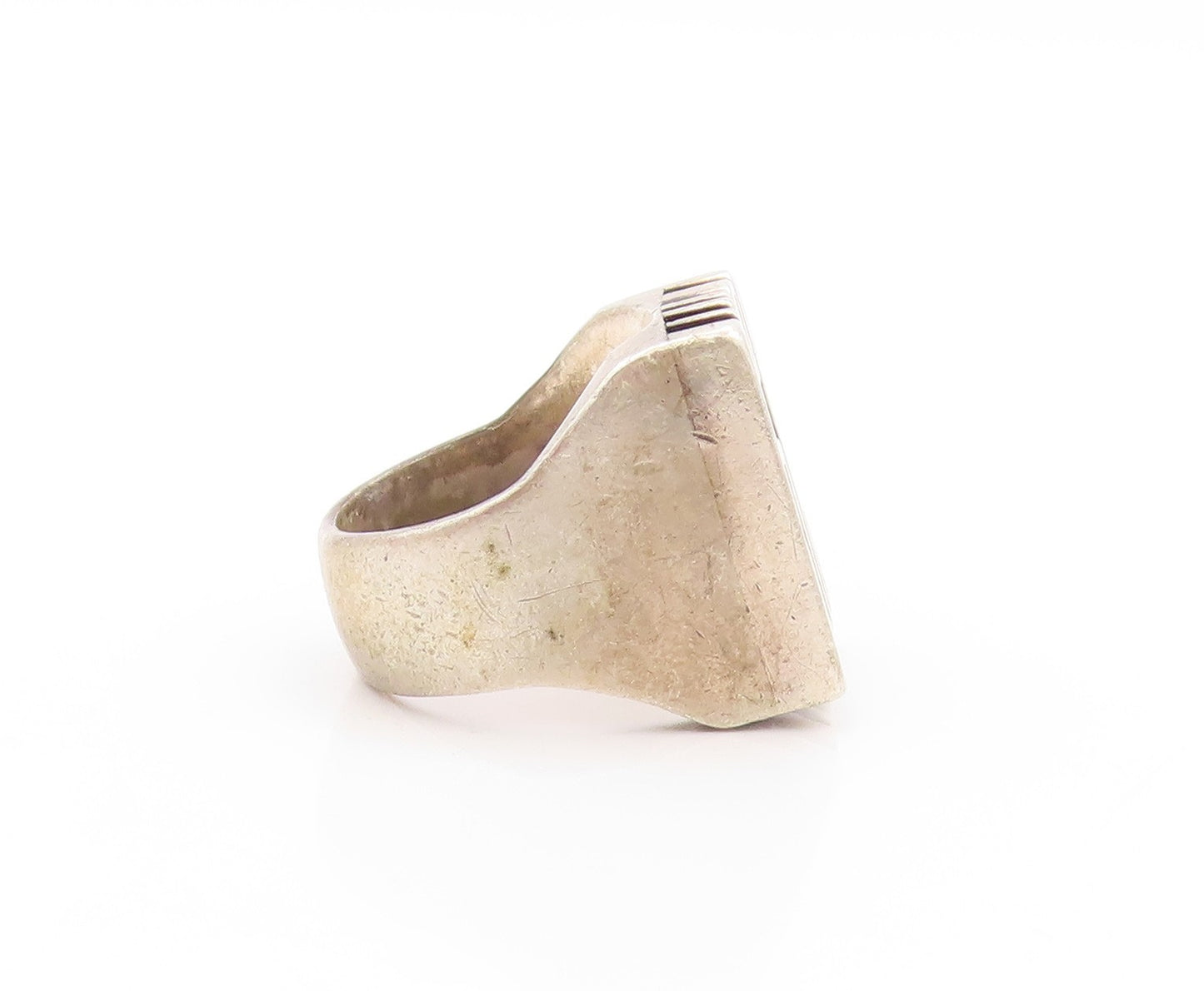 925 Sterling Silver Vintage Ring Chunky 3D ELYSE Carved  Sz 7  RG32957