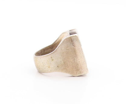 925 Sterling Silver Vintage Ring Chunky 3D ELYSE Carved  Sz 7  RG32957